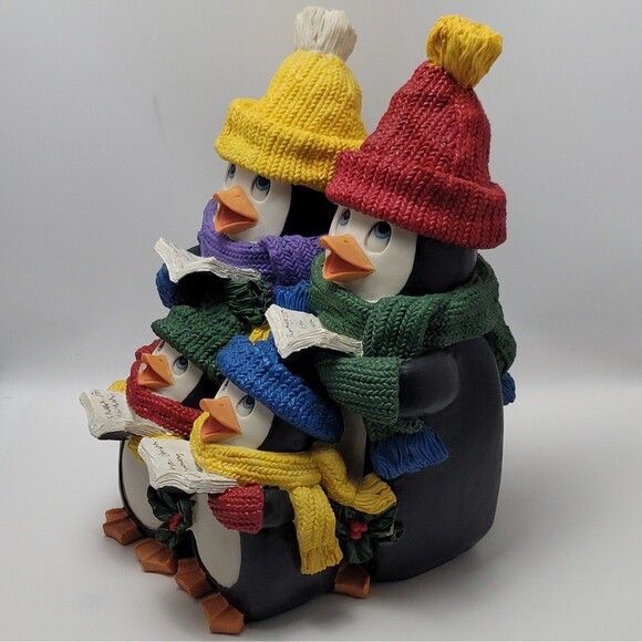 Vintage Christmas Family Penguins Carolers In Winter Hats And Scarves Decor 16" - Picture 13 of 14